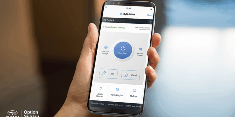 Application MySubaru sur un téléphone intelligent
