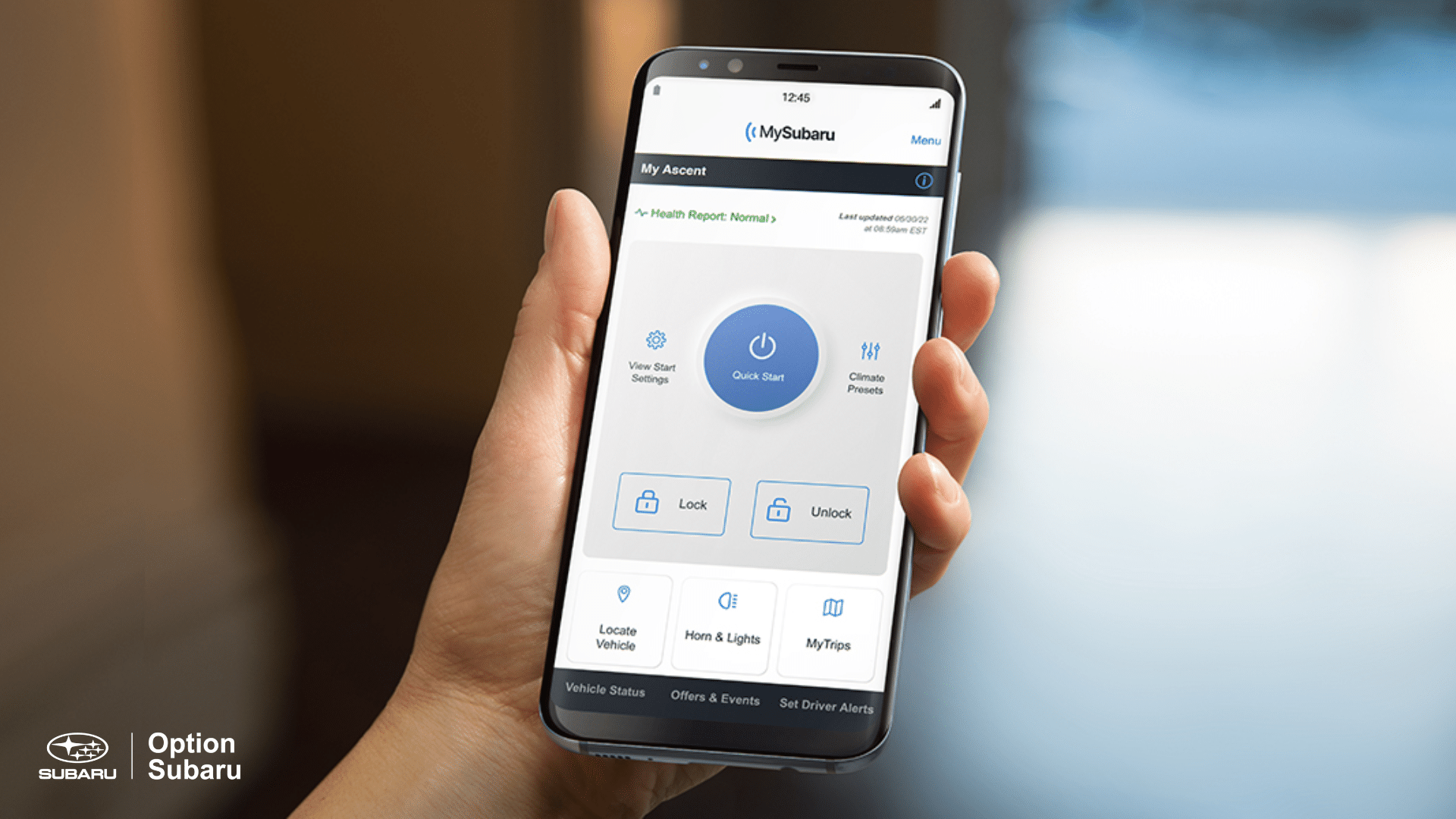 Application MySubaru sur un téléphone intelligent