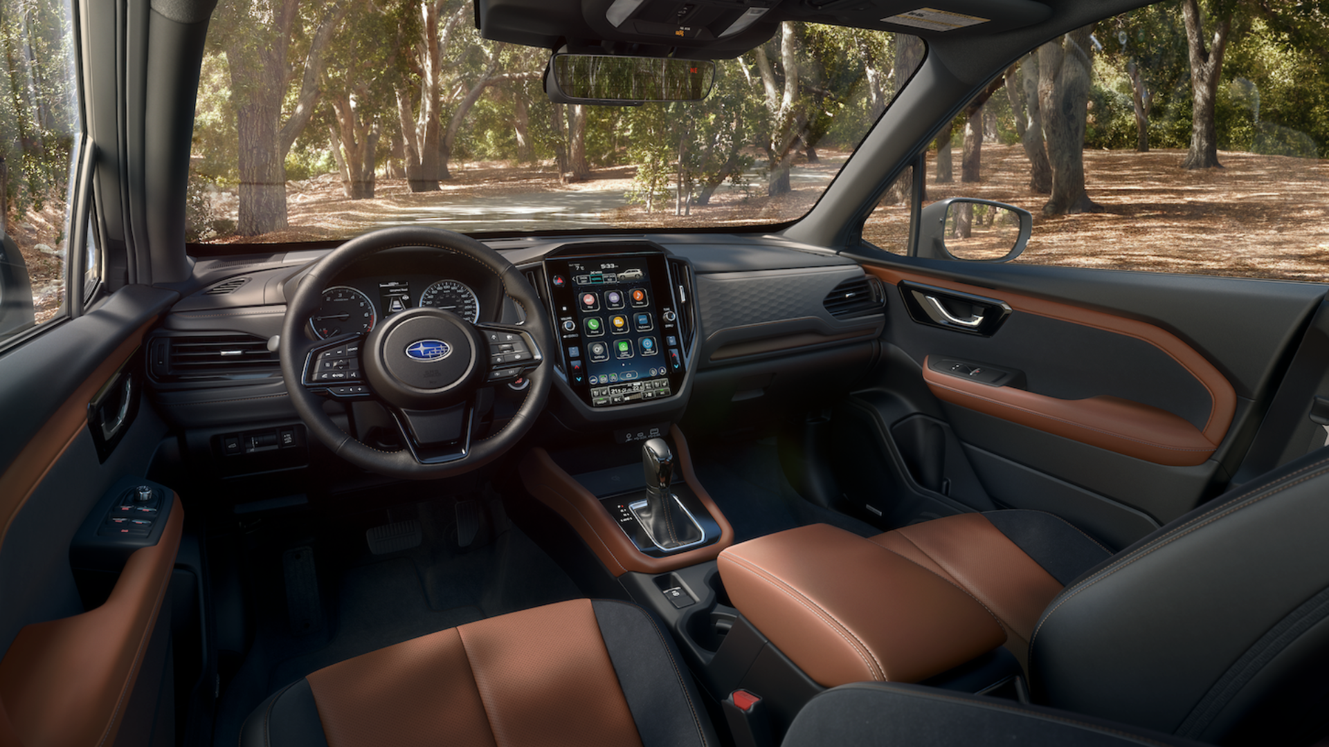 Commandes physiques et intérieur moderne d'un Subaru